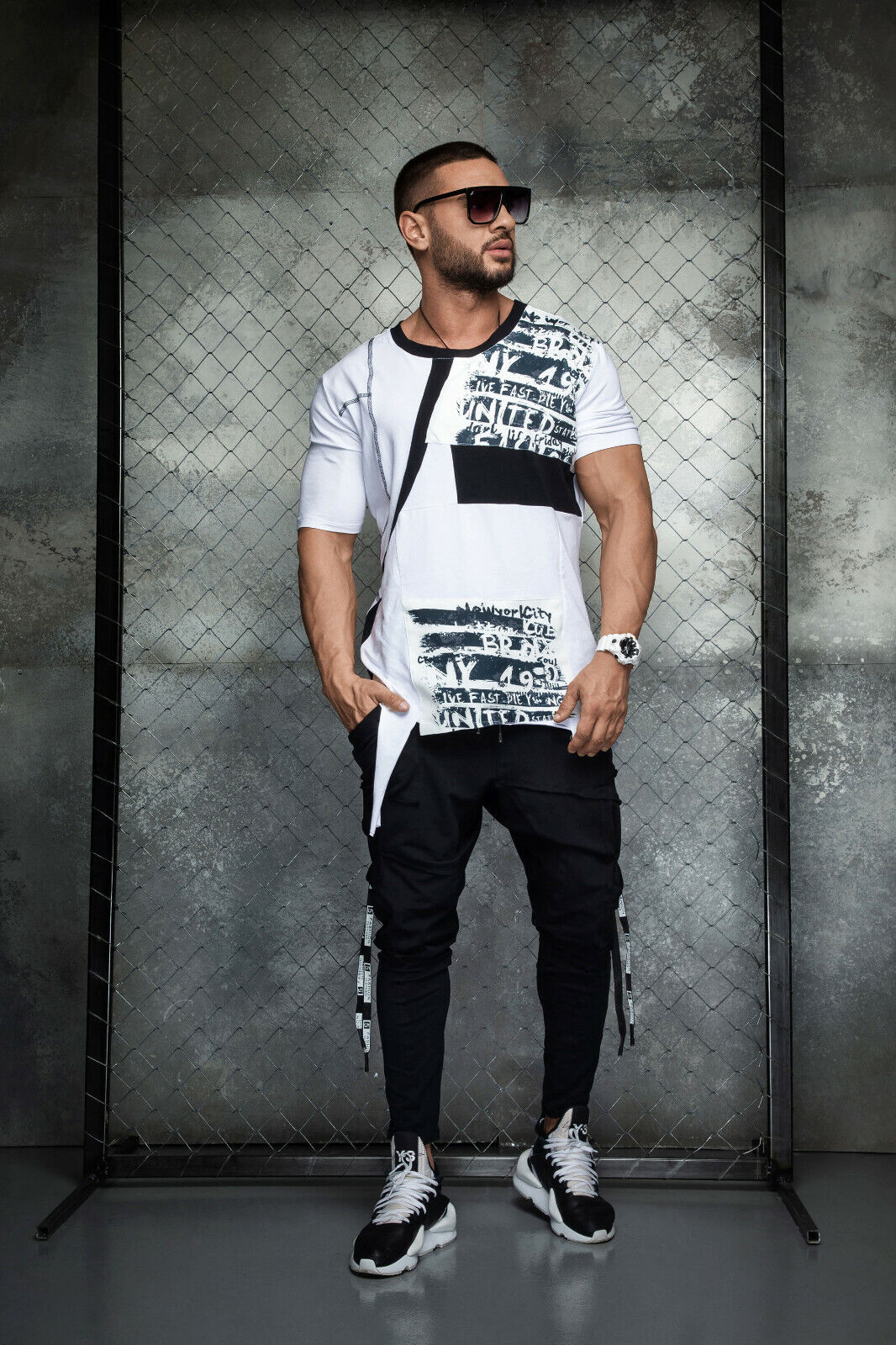 Mexton Men Herren Skinny Jogginghose in Schwarz, elastisch, mit elastischem Bund, für sportliche und lässige Looks.