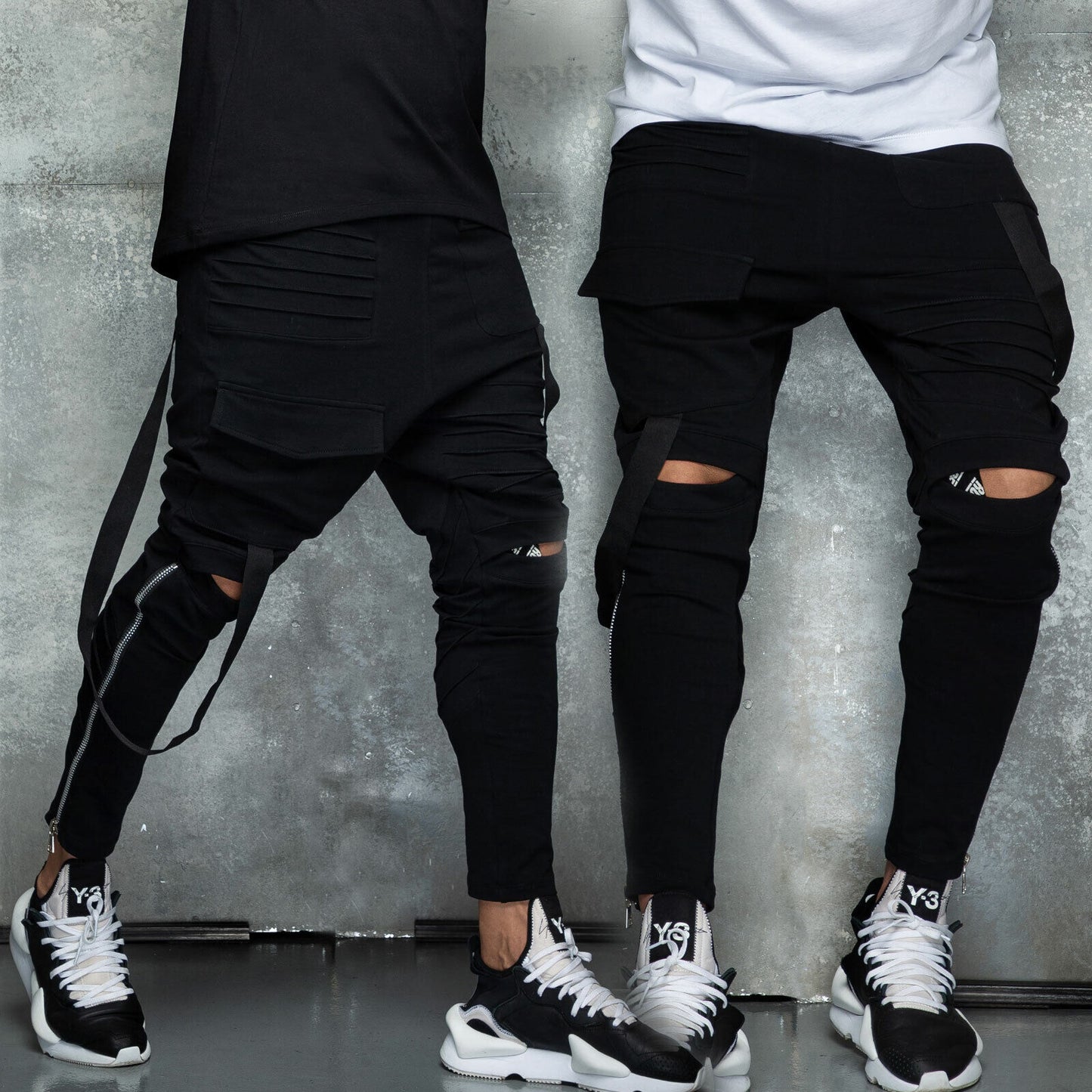 Mexton Men Herren Boyfriend Jogginghose im Biker-Look mit Reißverschluss, bequem und stylisch, in S bis XL, graue Sweat Hose
