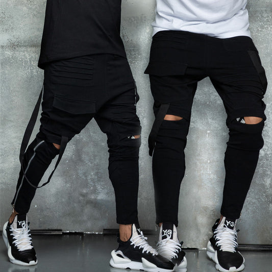 Mexton Men Herren Boyfriend Jogginghose im Biker-Look mit Reißverschluss, bequem und stylisch, in S bis XL, graue Sweat Hose