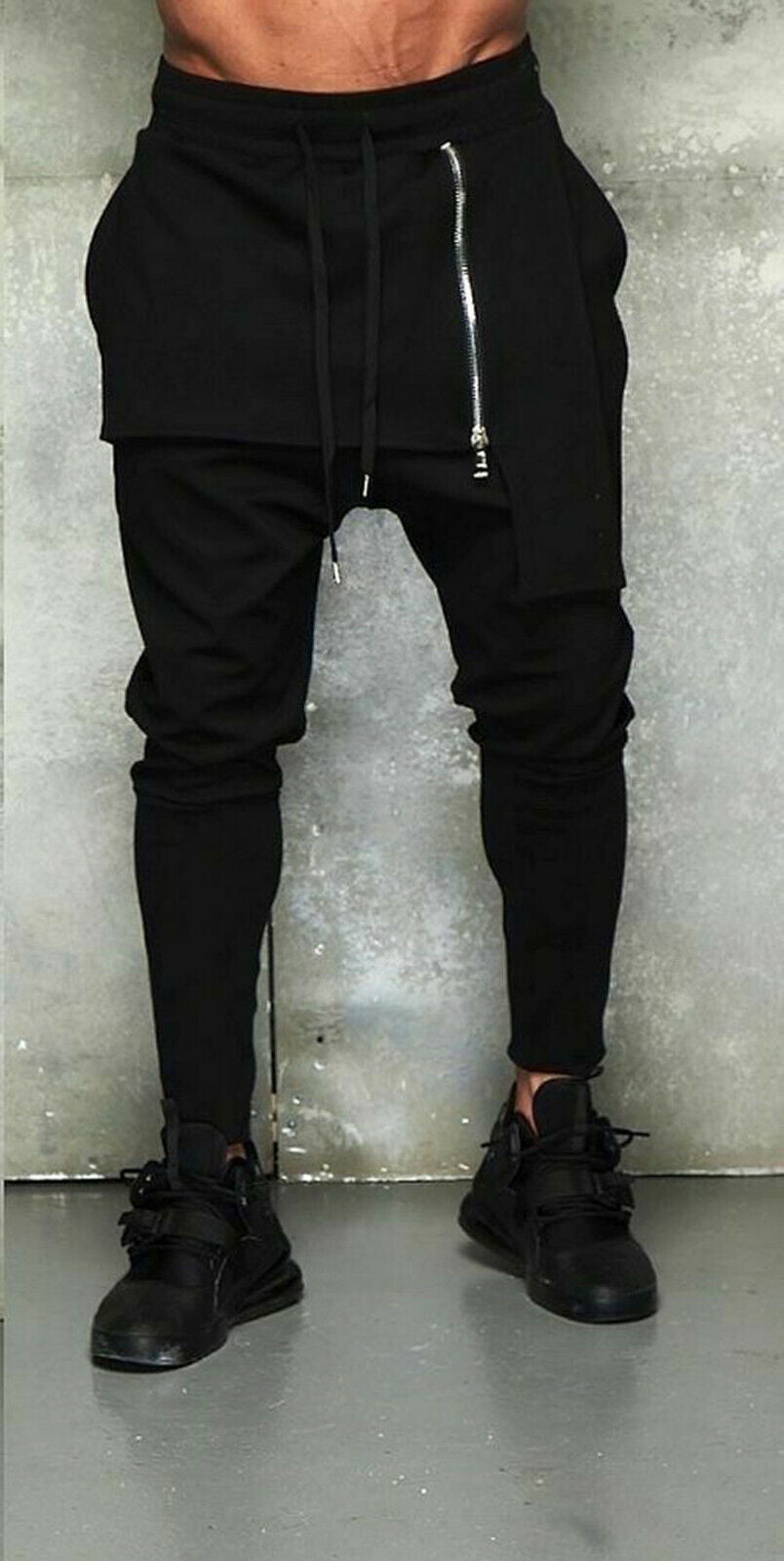 Mexton Men Herren Boyfriendhose aus Stoff, Freizeit- und Jogginghose in dunkler Farbe, lockerer Schnitt, bequeme Passform