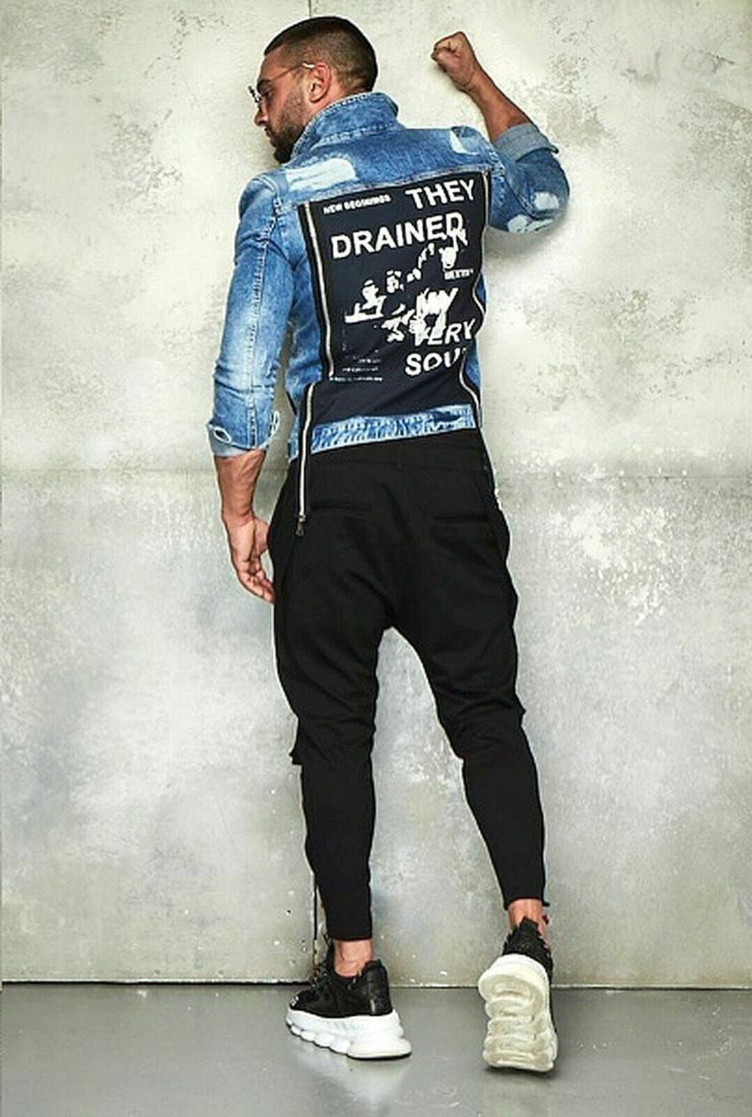 Mexton Men Denim-Jacke für Herren in Blau mit Print, Übergangsjacke, Jeansstyle, in M, L und XL erhältlich