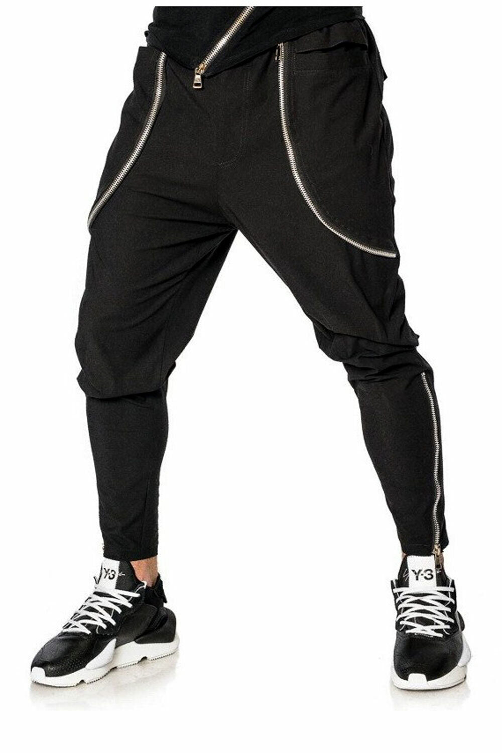 Mexton Men Herren Longshirt T-Shirt mit Reißverschluss in Schwarz, bequemes Mode-Design, Blick auf den Reißverschluss und Stoffdetails