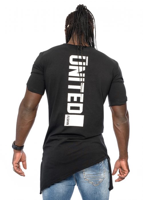 Herren Oversize T-Shirt von mexton men, langärmeliges Longshirt mit Rundhals, tiefem O-Ausschnitt und Print.