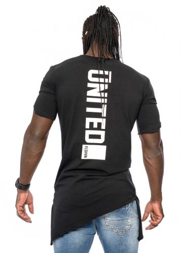 Mexton Men Oversize Deep O Neck T-Shirt, kurzärmliges Longshirt mit Print, bequemer Rundhalsausschnitt, modernes Design