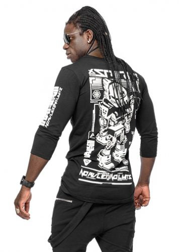 Mexton Men Oversize Longsleeve T-Shirt mit Druck, lang geschnittenes Sweatshirt, bequemer Pullover für Herren