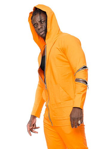 Mexton Men Herren Freizeitanzug in Orange und Gelb, Jogginganzug, sportlich, bequem, für S bis XL, Frontansicht