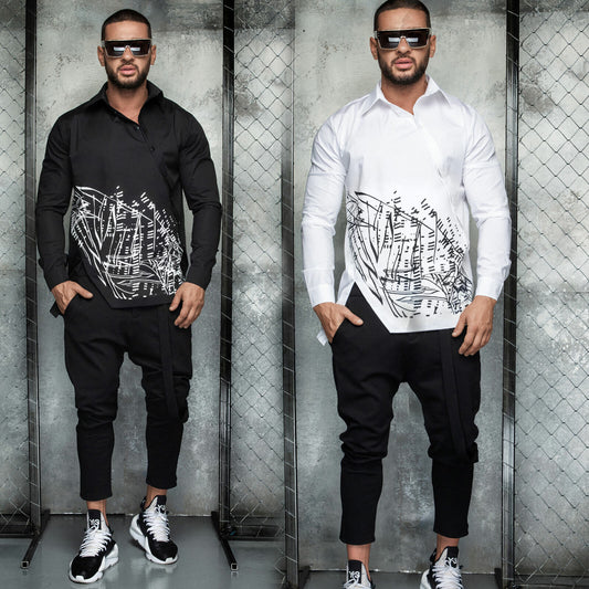 Mexton Men Oversize Slim Fit Hemd, Langarm, bedruckt, Freizeithemd, für Herren, in S bis XL