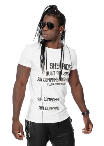 Mexton Men Slim-Fit Herren T-Shirt mit Stickerei und Print, Kurzarm, Longshirt, in S, M, L, XL, bequeme Passform