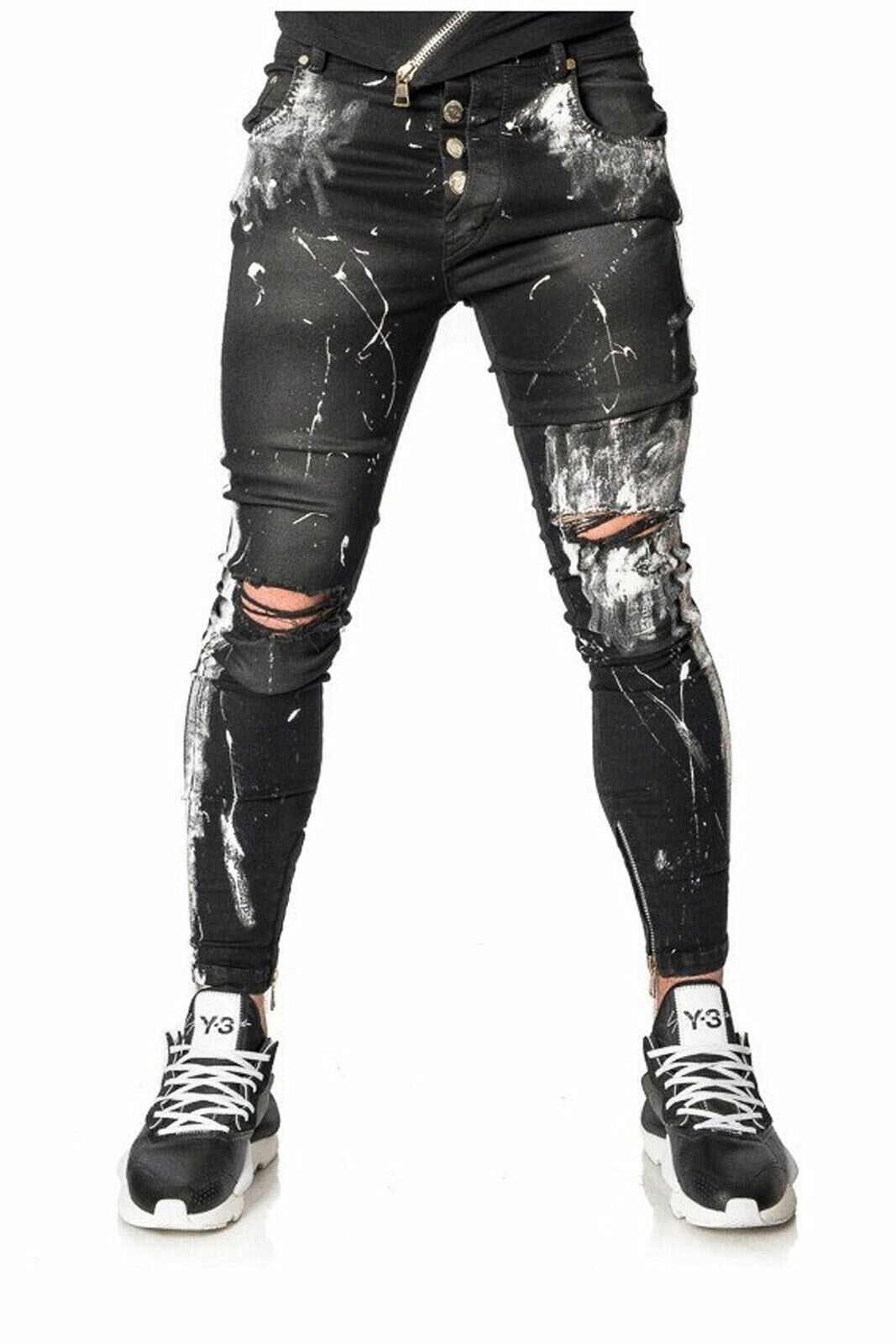 Mexton Men Skinny Boyfriend Jeans, destroyte Knöcheljeans mit Waschung, Größen W29 bis W36, modischer Männer-Jeansstil