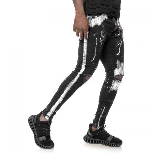 Mexton Men Skinny Boyfriend Jeans mit Destroyed-Design, Knöchellänge, in W29-W36, modischer Herren-Jeansstoff.