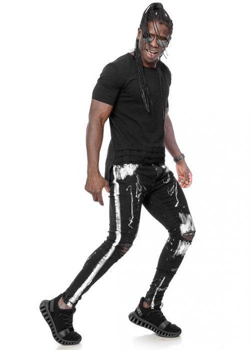 Mexton Men Skinny Boyfriend Jeans, zerstörte Knöcheljeans in dunkler Waschung, mit gerissenem Design, W29-W36
