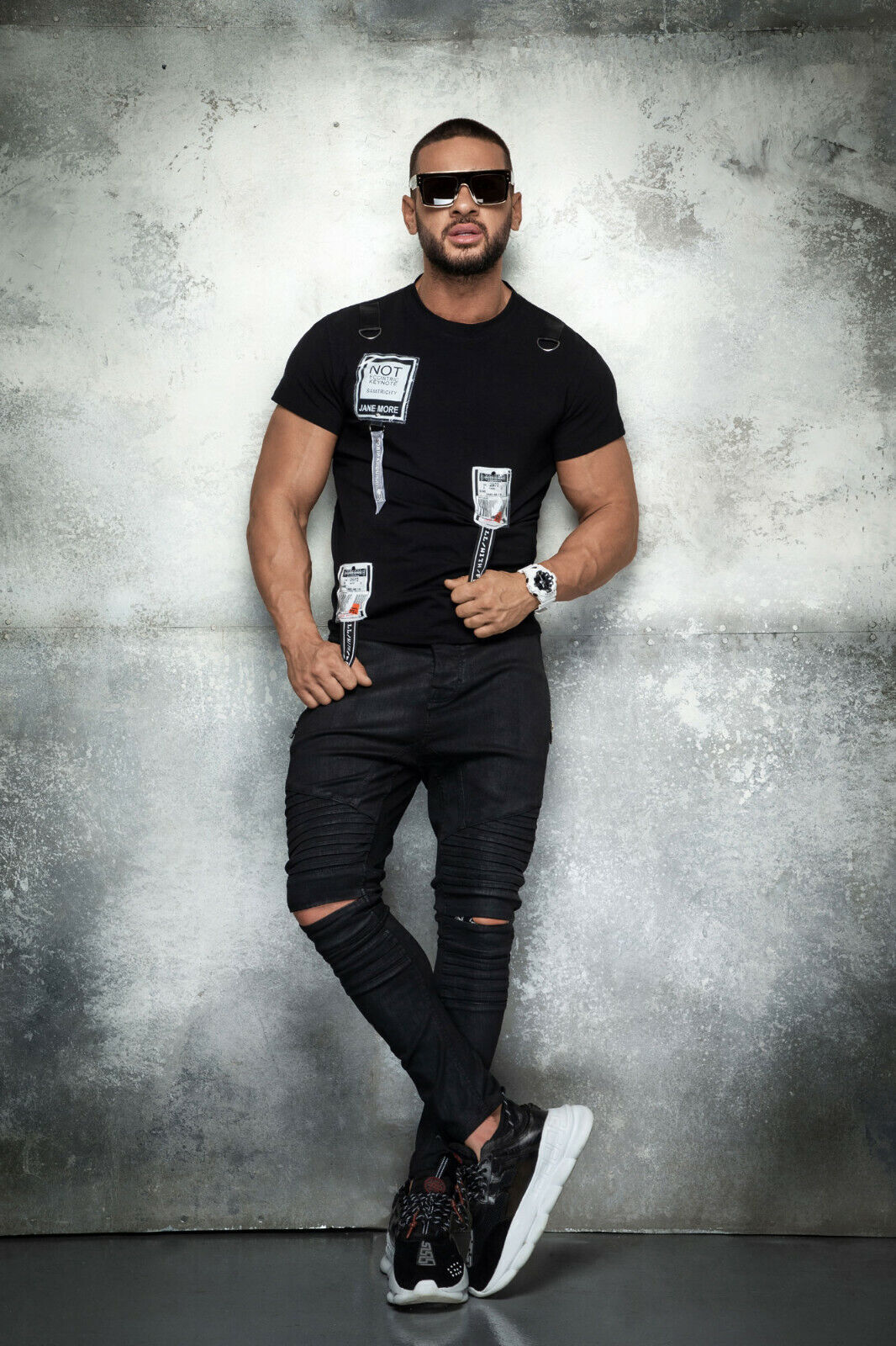 Herren Skinny Jeans im Biker-Look von Mexton Men, Leder-Optik, enge Passform, detailreiche Nähte und stylisches Design