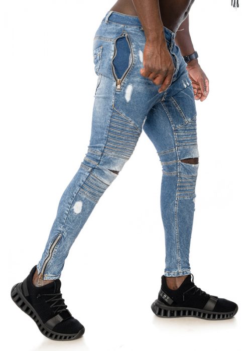 Mexton Men Skinny Slim Jeans im Biker-Look, Knöcheljeans, dunkelblau, enge Passform, für Herren, Größe W29-W36