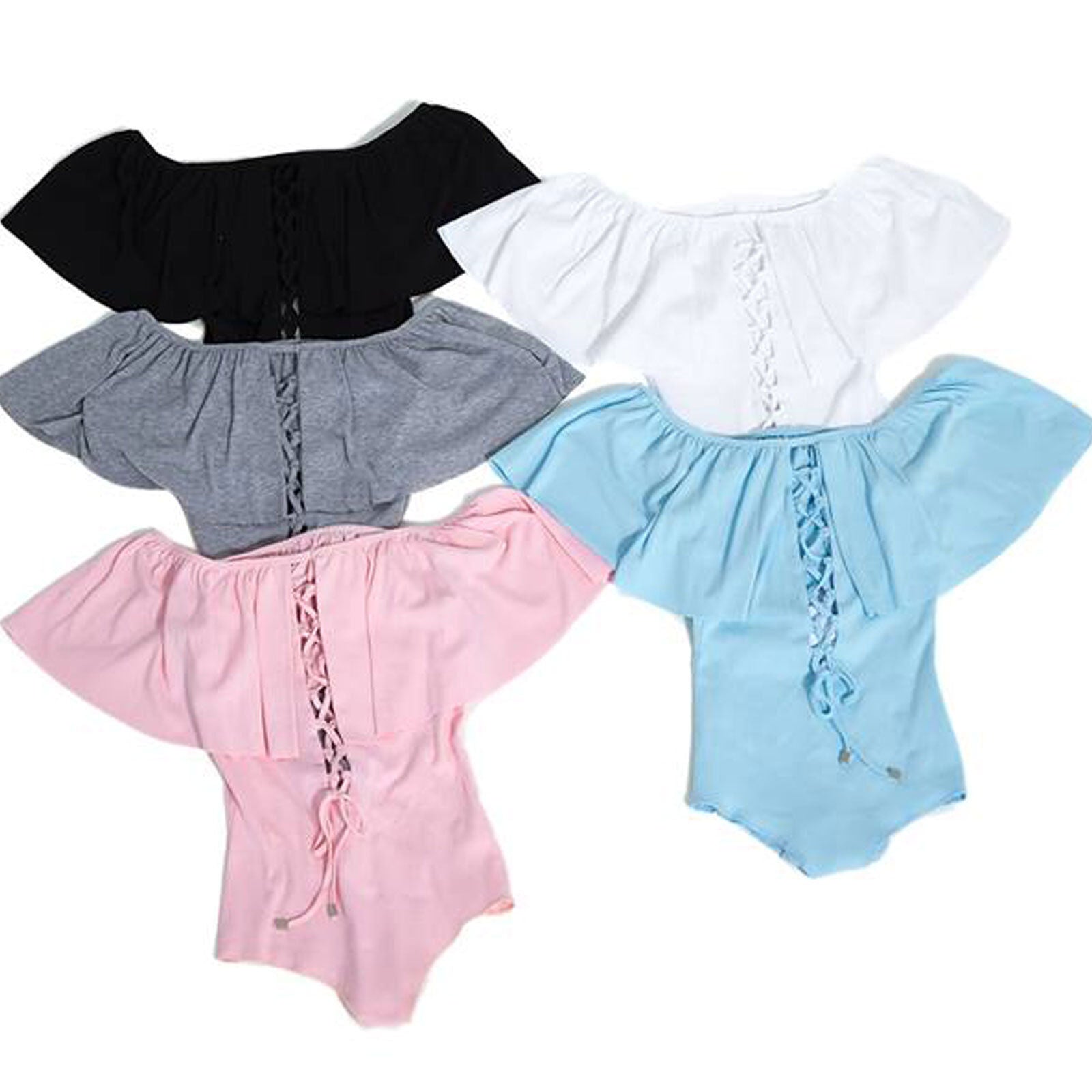 Rosa Damen Body von Mexton, schulterfrei mit Carmenbluse-Design und Schnürung, in XS, S oder M.