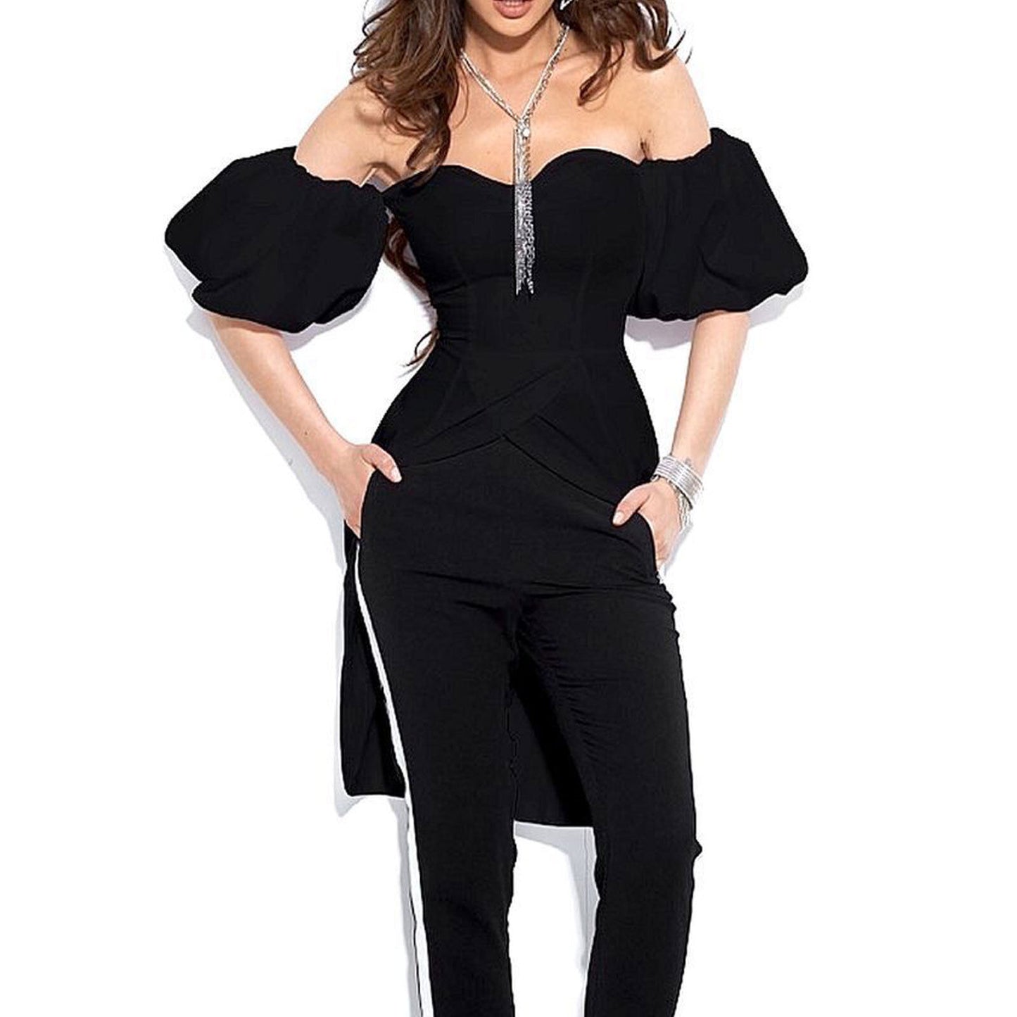 Herren- oder Damen-Röhrenhose von Mexton in XS, bequeme Stoff- oder Boyfriend-Hose für Freizeit, schwarz, detailreiche Ansicht