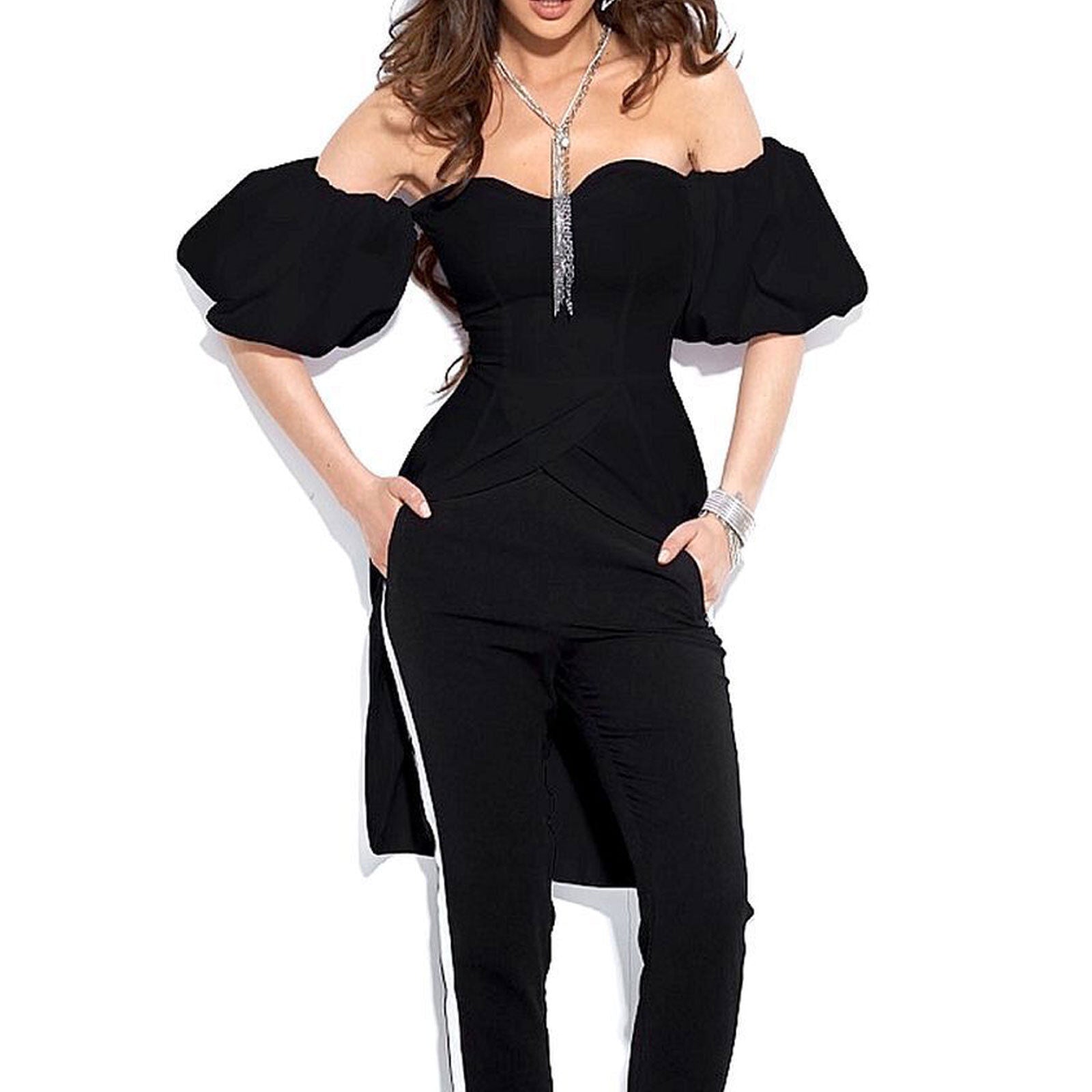 Herren- oder Damen-Röhrenhose von Mexton in XS, bequeme Stoff- oder Boyfriend-Hose für Freizeit, schwarz, detailreiche Ansicht