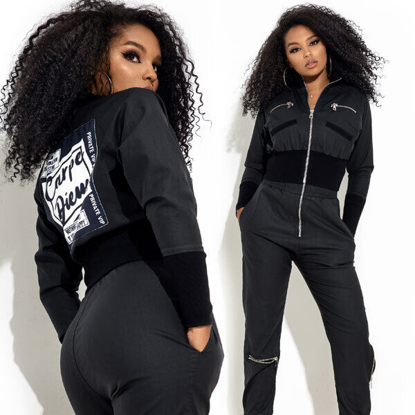 Damen-Jeansjacke von Mexton, kurze Cropped-Jeansjacke im Lederlook in Schwarz, für XS bis M.
