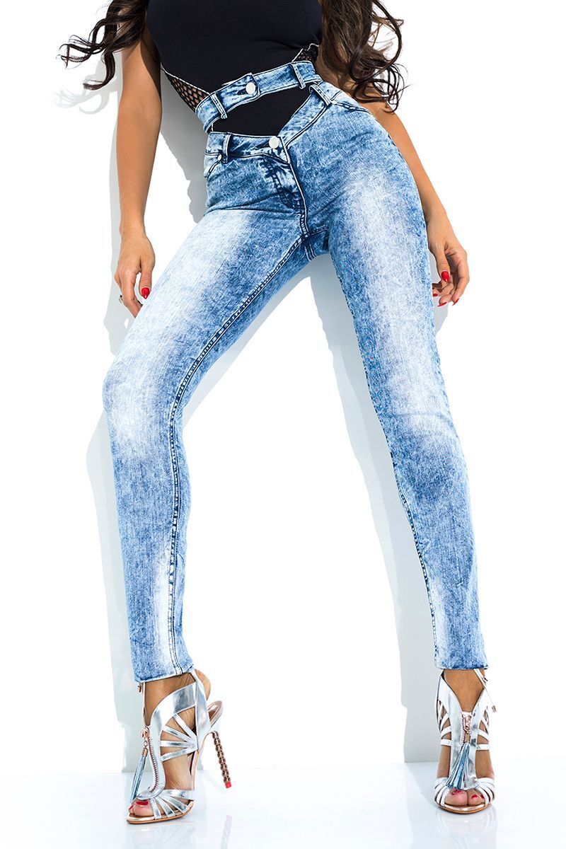 Damen Röhrenjeans von Mexton, High-Waist, Cut-Out, enge Jeanshose in XS bis M, modisches Design, bequemes Material