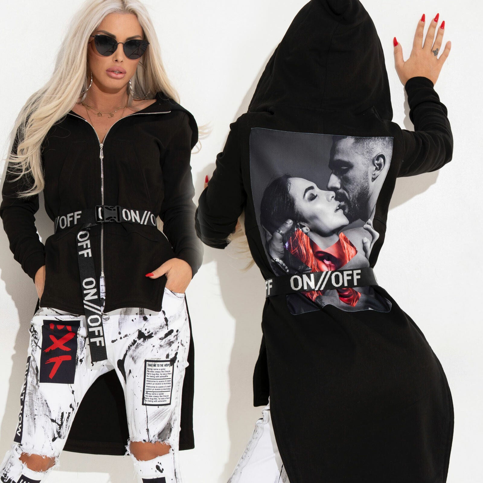 Mexton Damen Kapuzen-Longjacke aus Sweatstoff, mit Kapuze und Reißverschluss, bequem und stylisch für kühle Tage