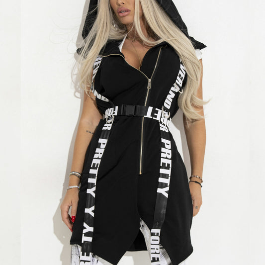 Mexton Damen Longjacke mit Hoodie, Sweatjacke mit Print, Kapuzenjacke in XS, bequemer Freizeit-Look