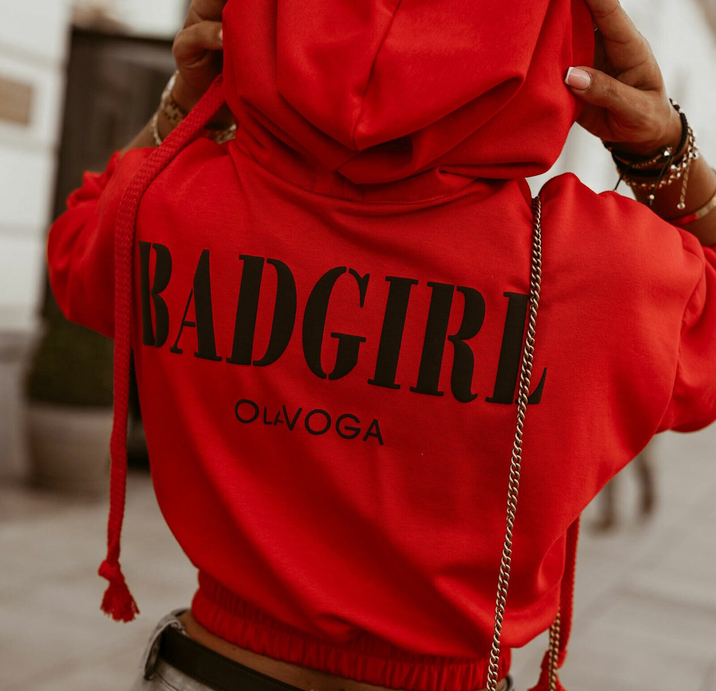 O'la Voga Damen Hoodie, oversized, schwarzer Cropped Pullover mit Kapuze, bequemer Sweatshirt für Damen.