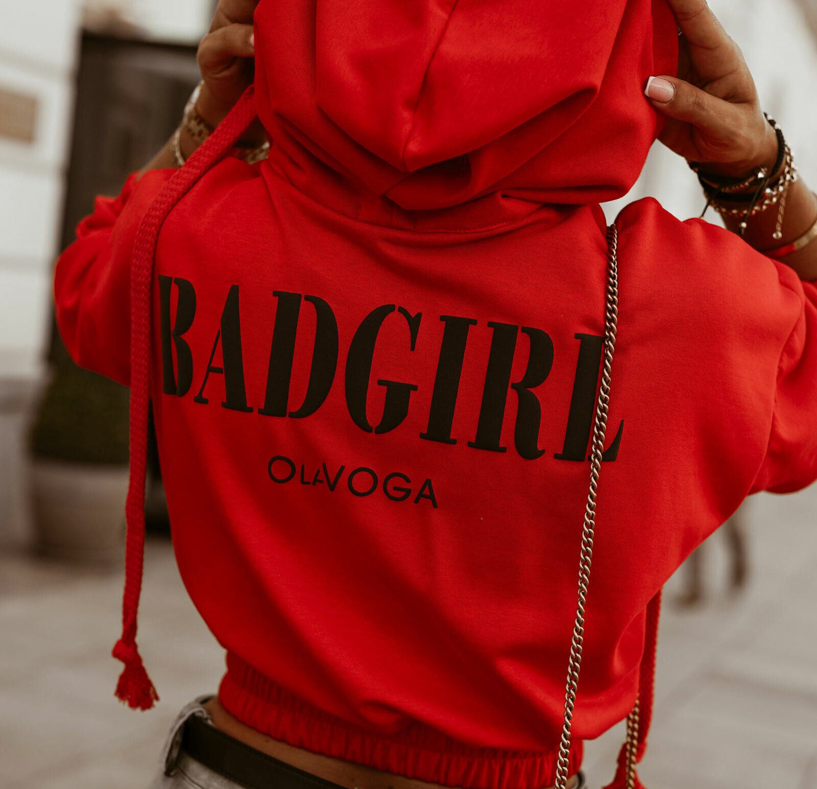 O'la Voga Damen Hoodie, oversized, schwarzer Cropped Pullover mit Kapuze, bequemer Sweatshirt für Damen.