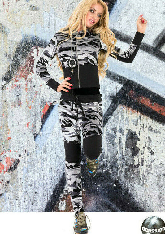 Damen 2-Teiler Samt Freizeitanzug von ocassion mit Jacke und Jogginghose in XS, bequemer Lounge-Look, bequem und stilvoll