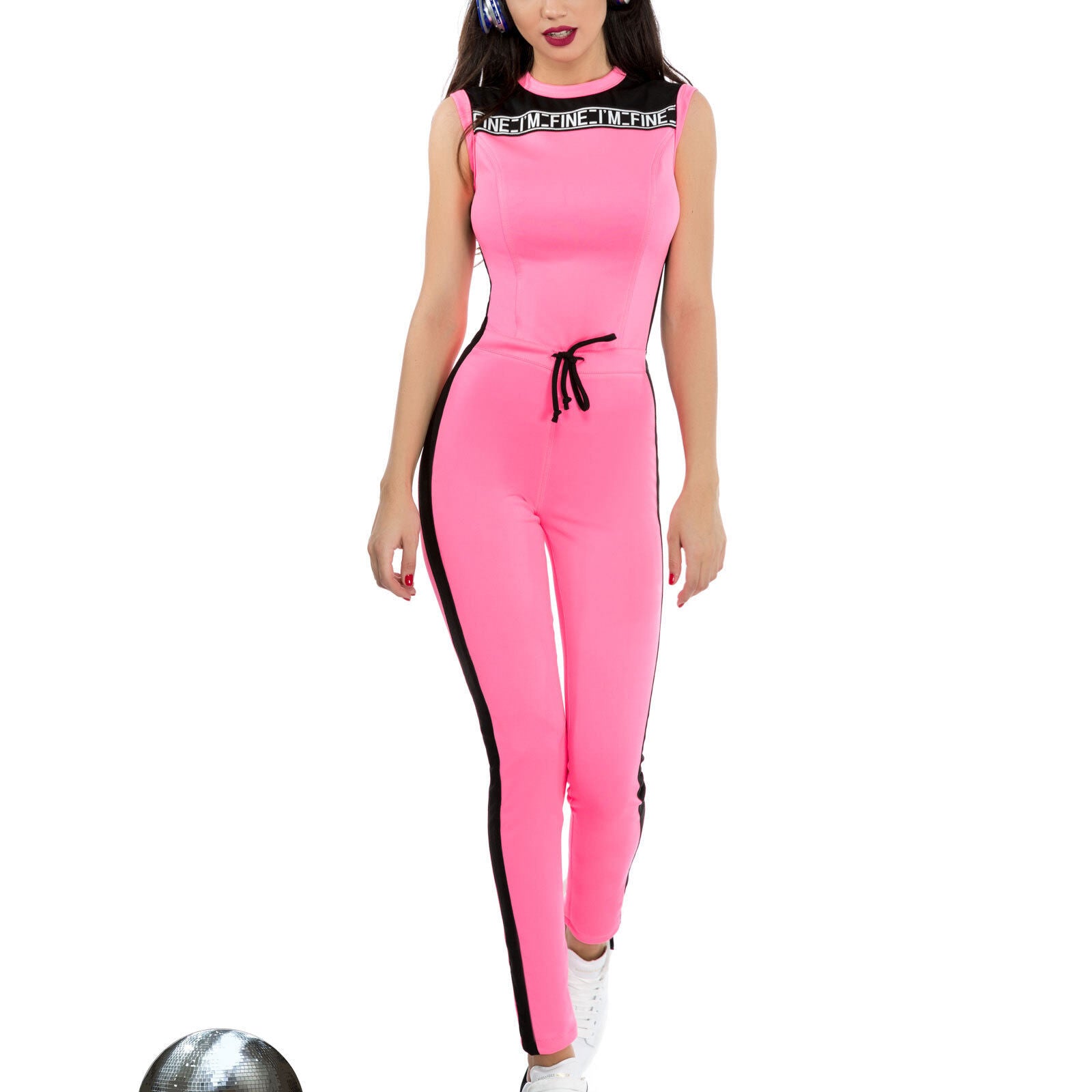 Damen Overall von ocassion in Pink, Einteiler, mit sportlicher Passform, geeignet für Fitness und Freizeit, in XS-M