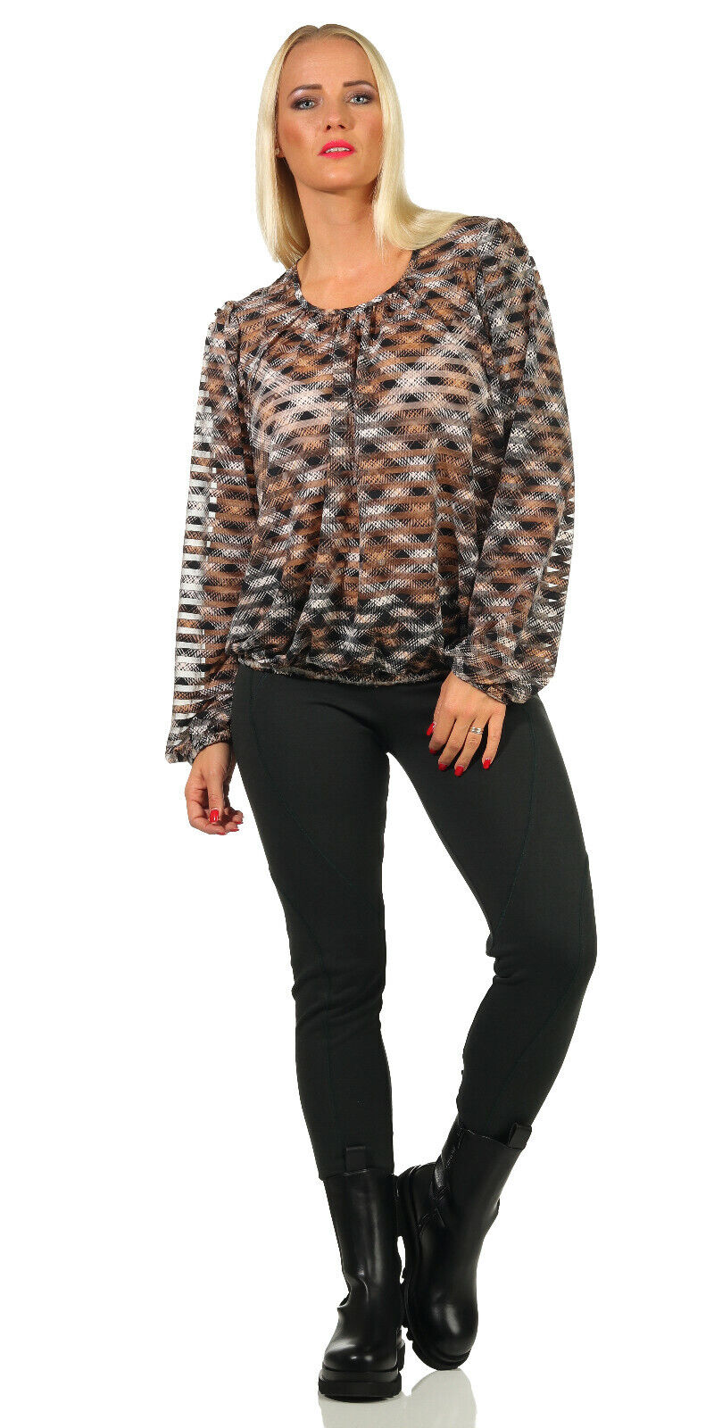 Damen Leggings Treggings von Sea Shell in Schwarz und Grün, enganliegende Stoffhose, Hüfthose, Größe M/L, bequemes Design