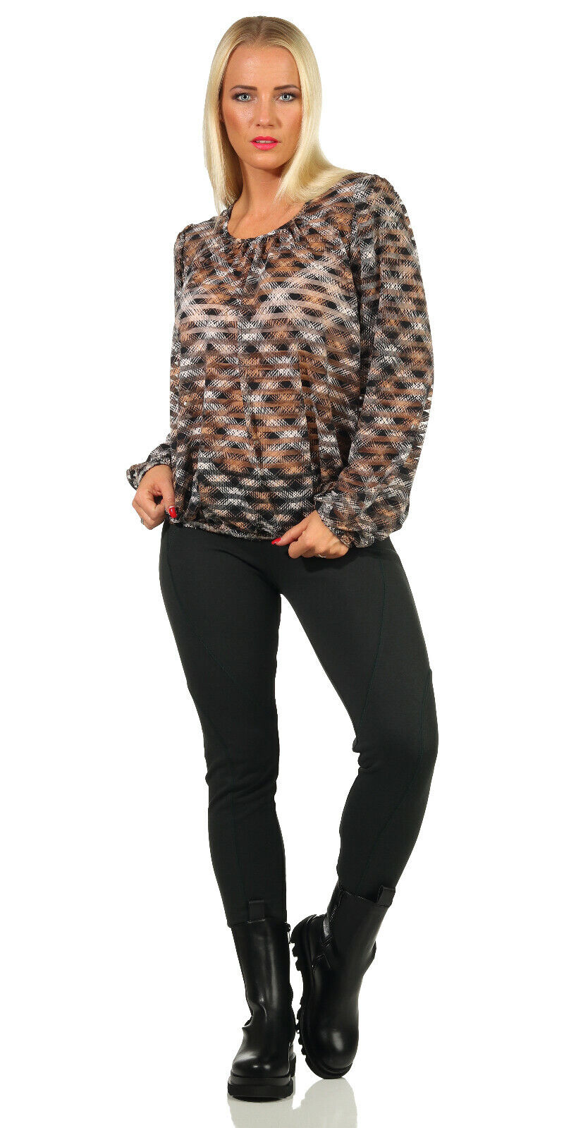 Damen Leggings und Treggings von Sea Shell in Schwarz und Grün, Hüfthose, enganliegende Stoffhose, Größe M-L